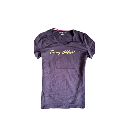 Camiseta Babylook Azul Marinho Feminino ♡ Tommy Hilfiger