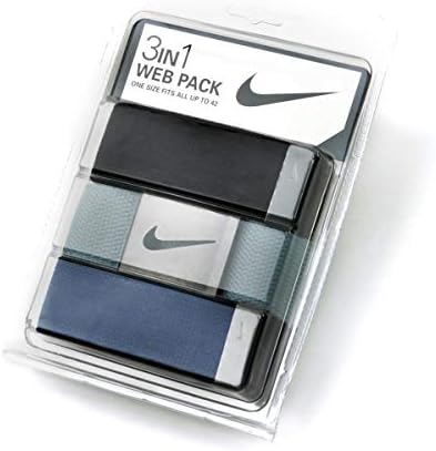 Kit Cinto Masculino Nike Golf 3 em 1 ♡ Preto, Azul Marinho e Cinza